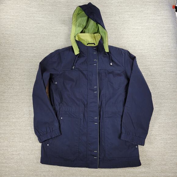 Mackintosh New England Rain Coat Womens M Navy Green Hooded Waterproof Jacket - Picture 1 of 16